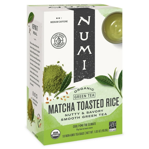 Numi Organic Matcha Toasted Rice Tea, 18 Count Microplastic Free Tea Bags