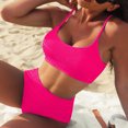 thumbnail image 3 of Conjunto de Bikini Gibobby Sexy con estampado sólido para mujer traje de baño cintura alta estilo Push Up, 3 of 5
