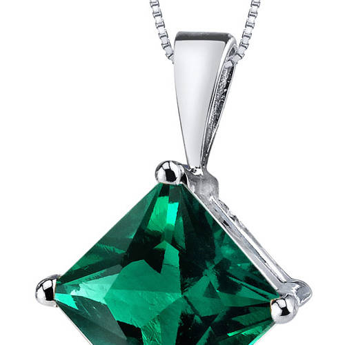 Created Emerald Pendant Necklace 