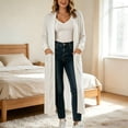 thumbnail image 5 of Ghalytn Women's Open Front Maxi Cardigan Long Sleeve Duster Coat with Pockets and Side Slits Casual Layering Outerwear, 5 of 6