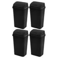 thumbnail image 1 of Sterilite 13 Gal Swing Top Lidded Wastebasket Trash Can, Black (4 Pack), 1 of 6