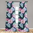 thumbnail image 2 of Vintage Window Curtains, Flowers with Leaves Pattern Botanical Hand-Drawn Watercolor Ornament, Lightweight Decor 2-Panel Set with Rod Pocket, Pair of - 28"x84", Pink Sea Green and Grey, by Ambesonne, 2 of 3