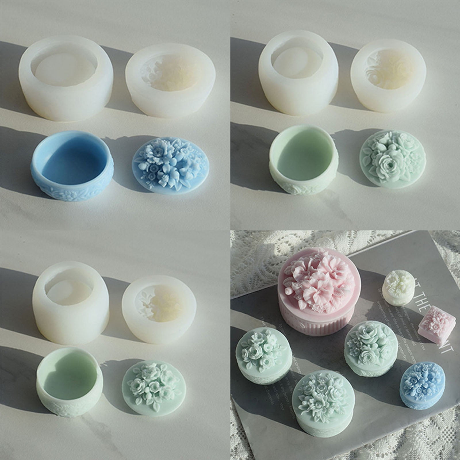 Epoxy Crystal Birthday Rose Decorative Molds with Lid Silicone Resin Storage Box Molds for Craft Jewelry Storage