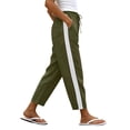 thumbnail image 3 of Women's Cotton Linen Blend Straight Leg Pants, Elastic Waist Pull On with Functional Side Pockets, Loose Fit, Comfy Casual Trousers for Spring Fall Office Outings, Lightweight, 3 of 8