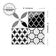 Smart Tiles Peel and Stick Backsplash, 5 Adhesive Tiles, Vintage Black/White, 9"x9"