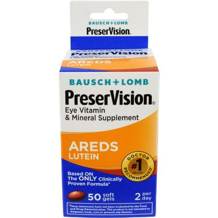 - 5 Pack - Bausch + Lomb PreserVision Eye Vitamin AREDS Lutein 50 Softgels Each
