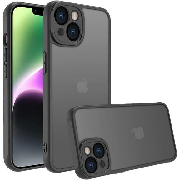 Matte Case for iPhone 14 Case,Shockproof Protective Hard Back Slim Case for iPhone Case 6.1 inch,Frosted Translucent Back Phone Cover, Anti-Fingerprint (Black, iPhone 14)