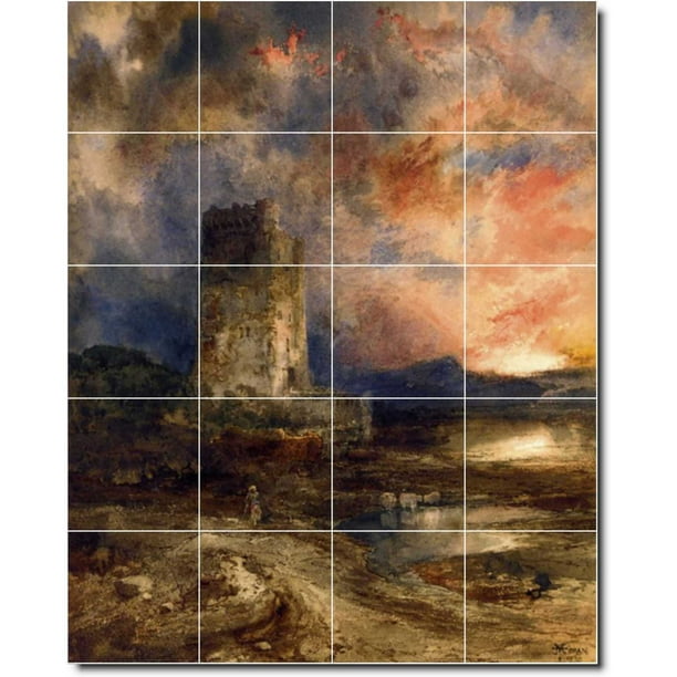 Ceramic Tile MuralThomas Moran Landscapes Painting 574. 17" w x 21.25