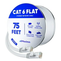 Cat6 Ethernet Cable 75ft, White - Flat High-Speed Network Cables for Gaming, Streaming, Router, Modem, PC, PS5, Xbox - Durable & Space-Saving Design