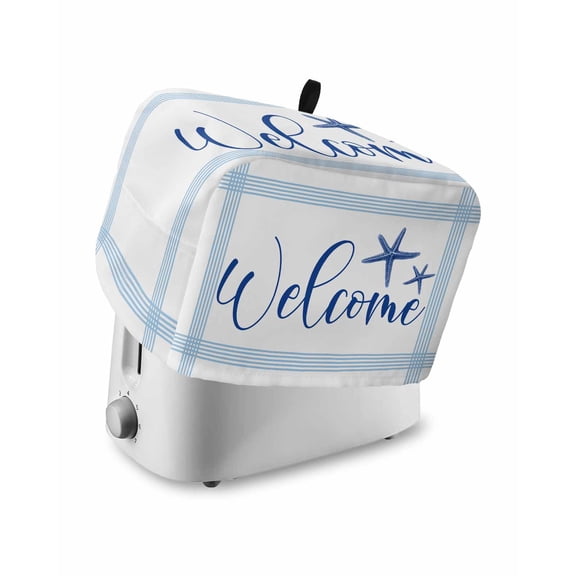 Ocean Blue Starfish Toaster Cover 2 Slice, Small Kitchen Appliance Covers, Coastal Stripes Summer Ocean Toaster Oven Cover with Loop, Bread Machine Cover Polyester Dust Cover Protection