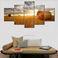 thumbnail image 3 of TISHIRON 5PCS Framed Canvas Wall Art Set,60"x32" Straw Bales in The Sunset Canvas Art Decor, 3 of 7