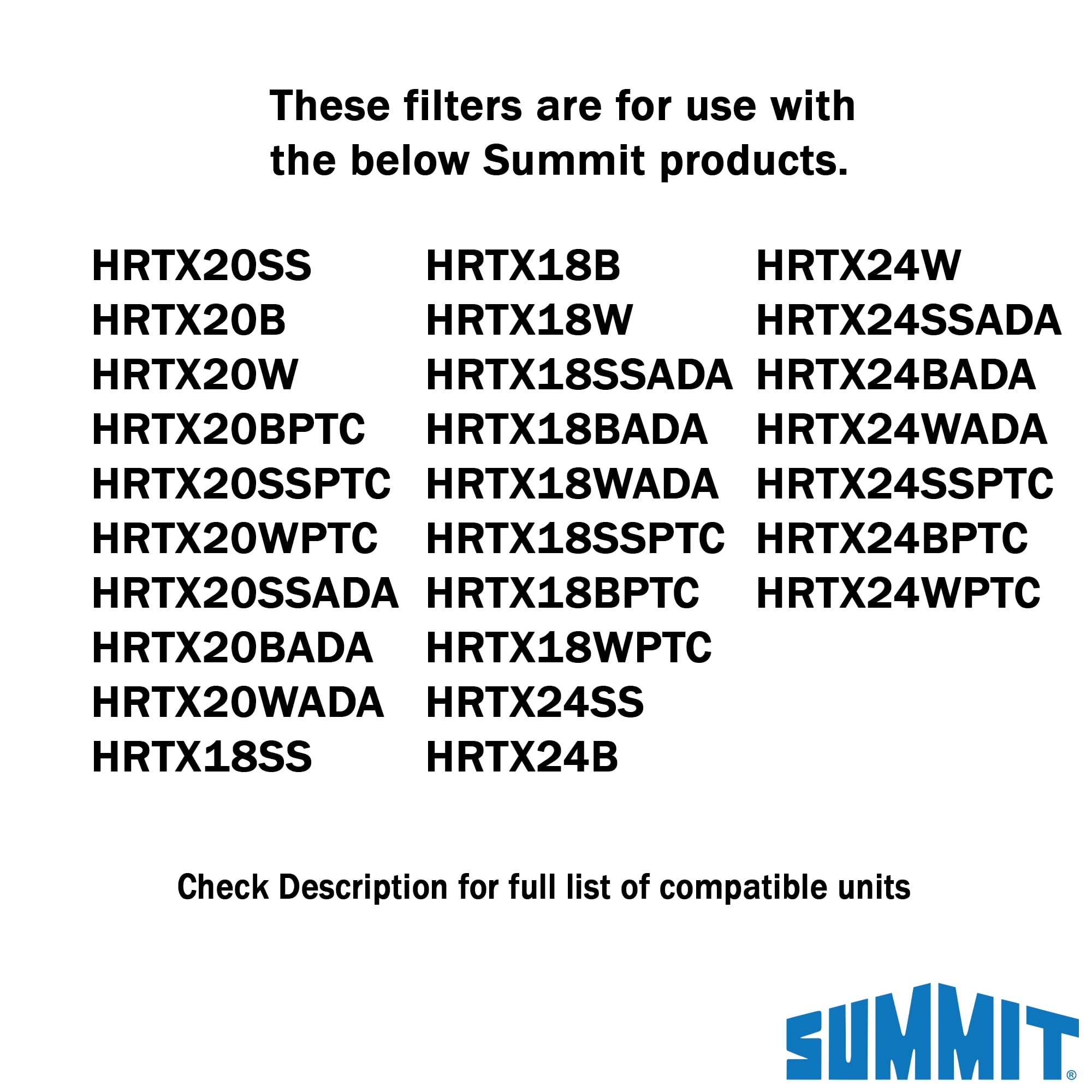 Summit Appliance Replacement Filters for HRTX Recirculating Range Hood Line