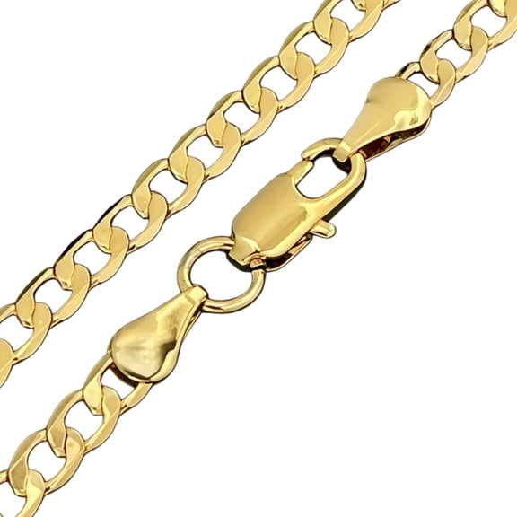 Real Solid 10k Yellow Gold Polished Necklace Italian, Link Chain 10k Solid Yellow Gold Cuban Link Chain Necklace, 5.00MM, 22"