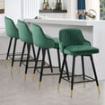 thumbnail image 2 of Swivel Bar Stool with Low Back Set of 2, 26 Inch Counter Bar Height Stool Velvet Upholstered Armless Heavy Duty Bar Chair for Kitchen Island Dining Room, Green, 2 of 7