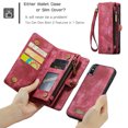 thumbnail image 4 of For iPhone X, iPhone XS Wallet Case,Multi-Functional Retro Leather Purse Flip Cover Zipper Wallet Case with Removable Card Slots Pocket & Detachable Wrist Strap Magnetic Phone Case, Red, 4 of 9