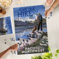 thumbnail image 3 of Lantern Press 1000 Piece Jigsaw Puzzle, Cascades, Hiker and Dog, Get out and Hike, 3 of 5