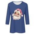 thumbnail image 4 of JingHai Ugly Christmas Sweater for Women 2024 Cute Christmas Printed Casual Crewneck 3/4 Sleeve Pullover Sweatshirts Tops-Blue S, 4 of 4