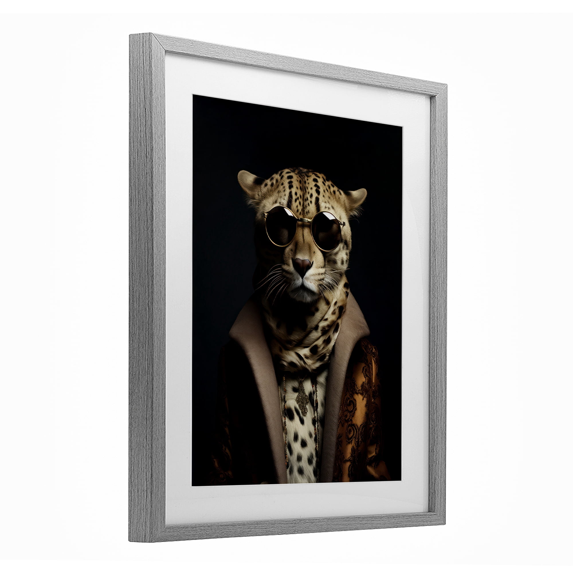 Stupell Industries Luxury Cat Couture Gray Framed Print Under Glass, design by Andrea Haase
