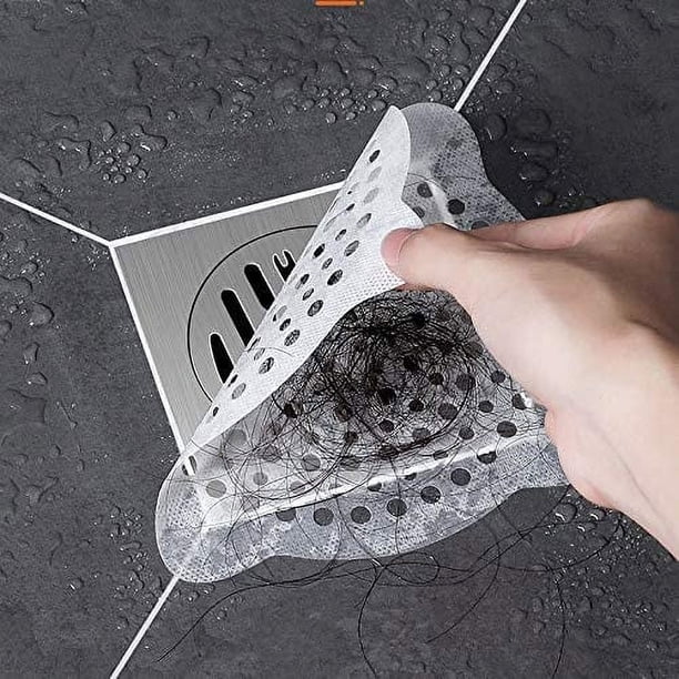 Colector de cabello para drenaje, trampa para el cabello para drenaje de ducha, pegatinas de malla desechables para drenaje de cabello, traje fácil de instalar para baño, bañera, cocina (paquete de