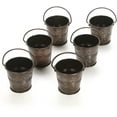thumbnail image 5 of Hosley Antique Bronze Mini Metal Bucket Planters with Handles, Pack of 6,  2.6" Dia x 2.35" H for Floral Arrangements and Décor, 5 of 6