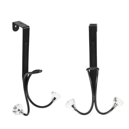 

2 Pack over the Door Hooks Metal Twin Hook Organizer Rack Door Hangers Cubical Hook for Hanging Bags (Black)