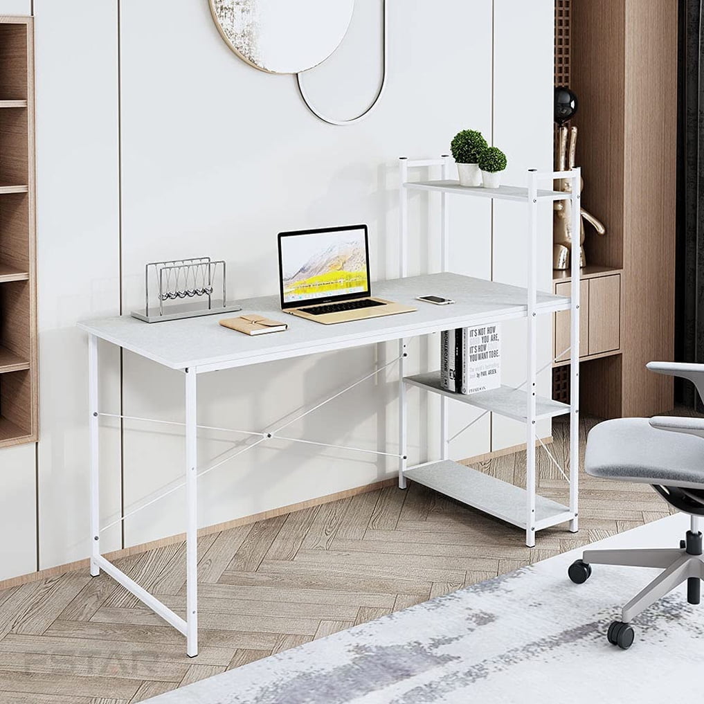 Details about   47" Computer Desk Home Office PC Writing Table with 4Drawers and Storage Shelves 