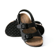 Seranoma JR Kids Boys Double Strap Slip-On Flat Cork Comfort Sandal | Open Toe Slide| Adjustable Strap Buckle