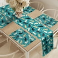 thumbnail image 2 of Ambesonne Cartoon Table Runner & Placemats, Cats and Paw Traces Graphic, Placemat 4 pcs + Runner 12"x72", Sea Blue Indigo, 2 of 2
