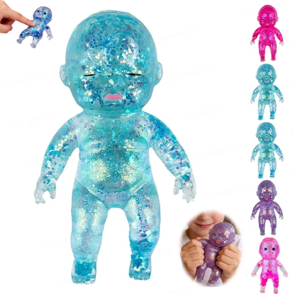 Sparkly Sugar Baby Squishies Fidget Toy Sequins Squeeze Stretch Fidget Toy Sugar Swaps Squishies Babies Stress Relief Toy for Kids Adults