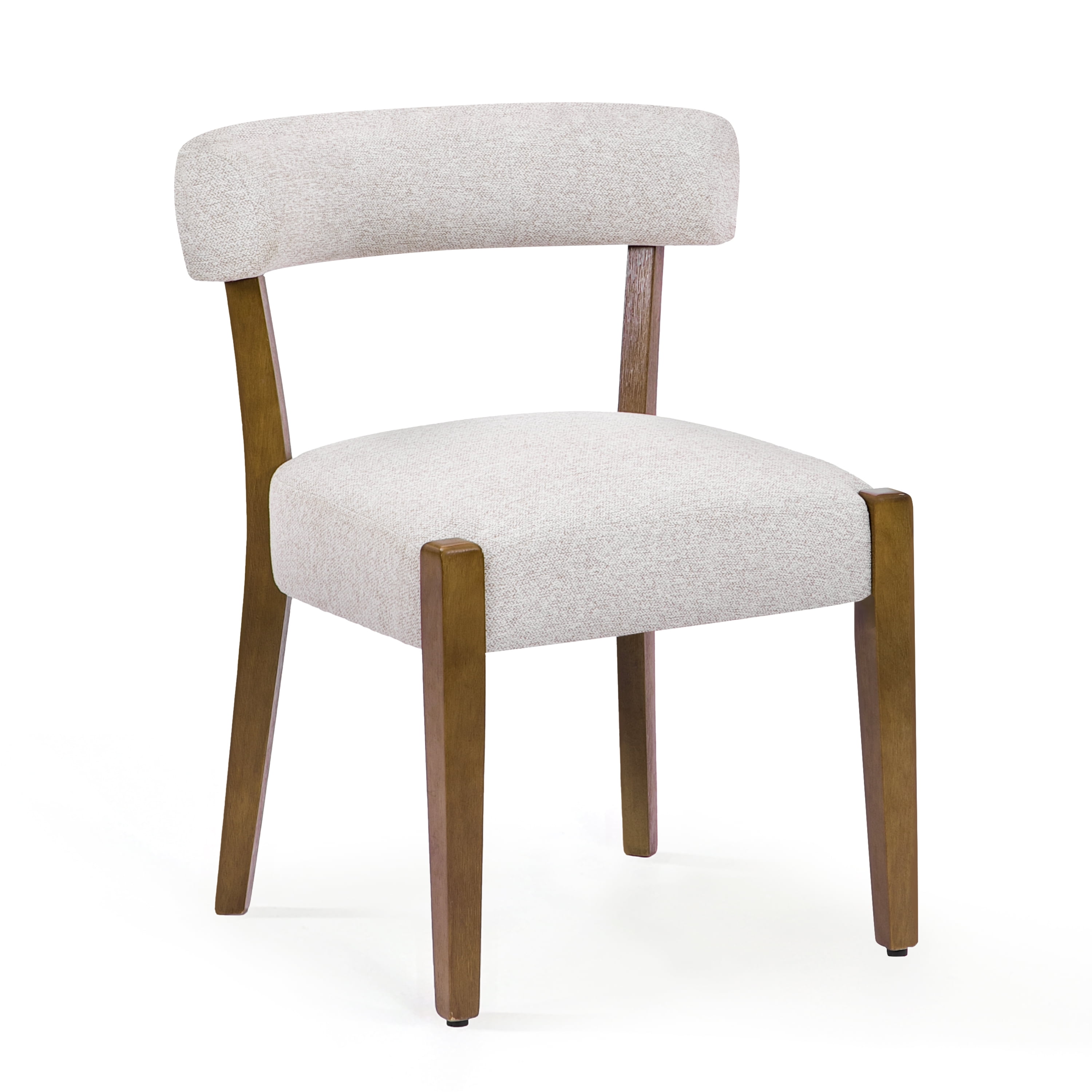 Bonbeur Modern Kitchen Dining Chairs Set of 2, Flax Cushion Seat with Natural Walnut Legs