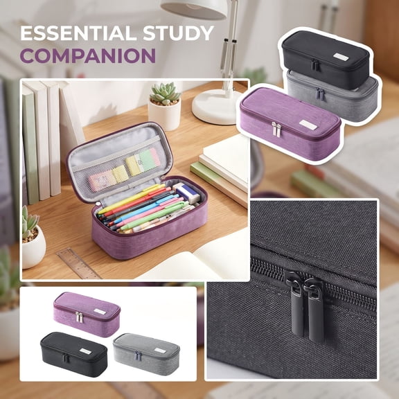 Clearance Back to School Pencil Case - Multi-Functional Pencil Pouch, Cute Pencil Box, Pen Holder for School Supplies, Perfect for Colored Pencils, Markers, Erasers, Students,Black