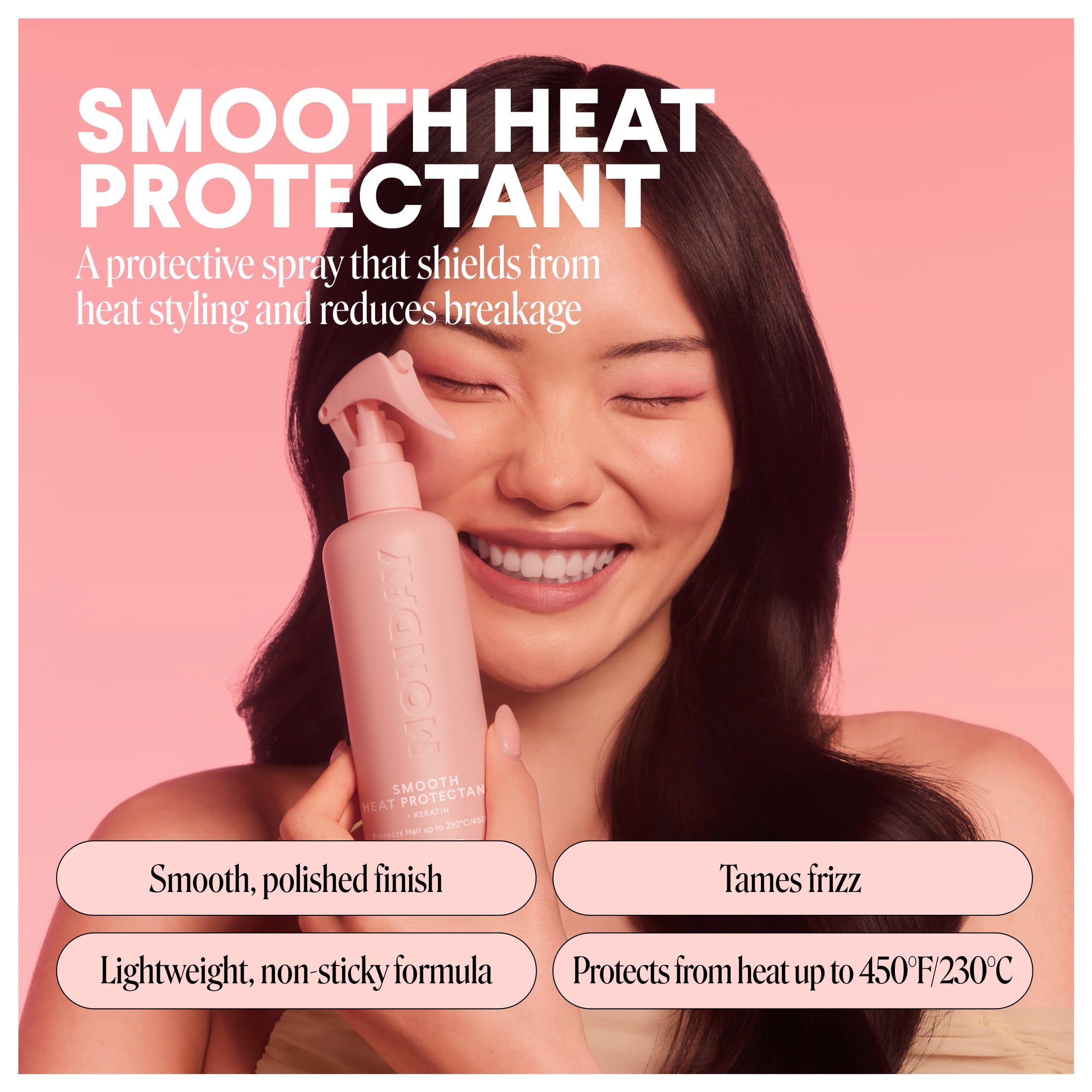 MONDAY Haircare SMOOTH Heat Protectant with Keratin – 6 oz for a Smooth, Polished Finish
