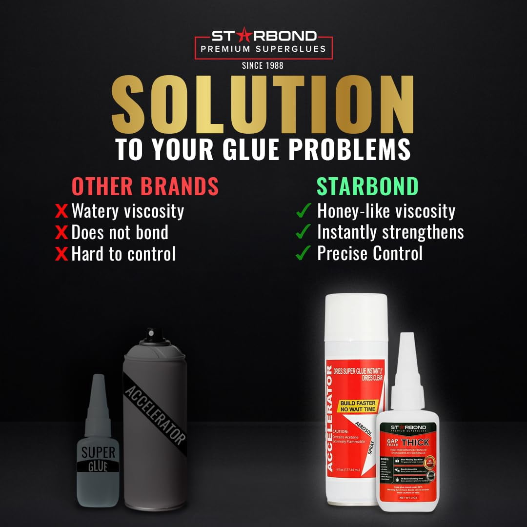 Starbond Clear Thick CA Glue (2 oz.) with Accelerator (6 fl oz.)
