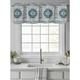 thumbnail image 4 of Vintage Boho Curtain Valances for Windows, Retro National Flower Textured Blue Kitchen Valance Window Treatment, Light Filtering Block Curtains for Bathroom/Bedroom/Living Room 42'' x 12'', 4 of 9