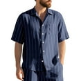 thumbnail image 4 of Dagugfen Summer Shirts for Men Short Sleeve Button up Striped Loose Lightweight Casual Beach Shirts with Pocket, 4 of 9