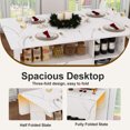 thumbnail image 4 of CQSXDA Versatile Folding Table with Built-In Storage Shelves and Wheels, 47 Inch White Design for Kitchen and Dorm Use, 4 of 14