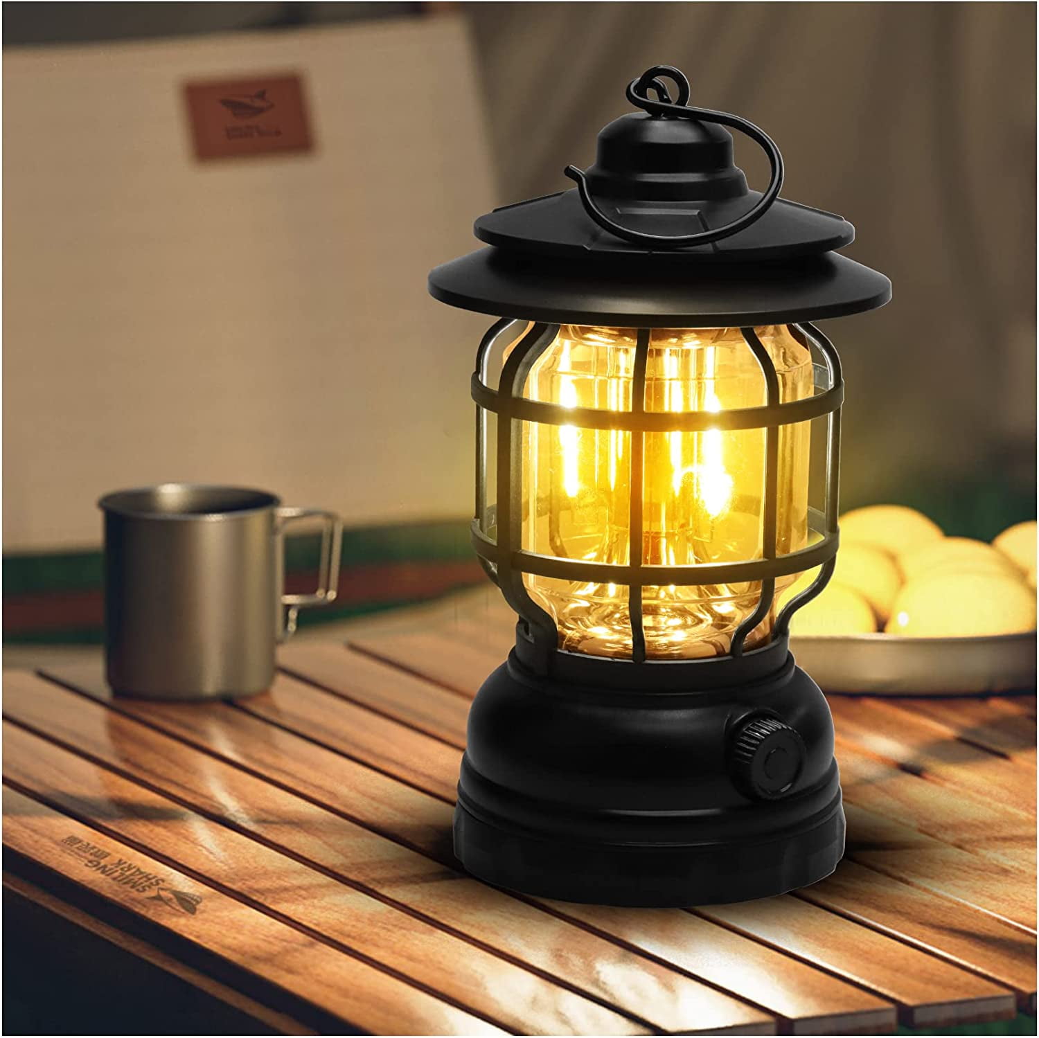 BEEPRINCESS Lightweight LED Camping Lanterns Rechargeable, Ultra Bright COB Camping Light, Waterproof, Stepless Dimming, Vintage Lanterns for Camping, Power Outage, Hurricane and Emergency