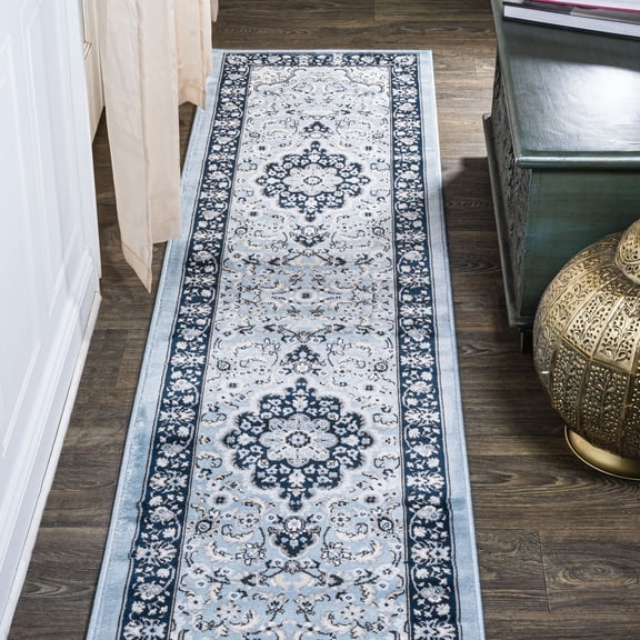 JONATHAN Y MODERN PERSIAN 2 x 10 Runner Rug, Palmette Floral - Blue/Navy, MDP503E-210
