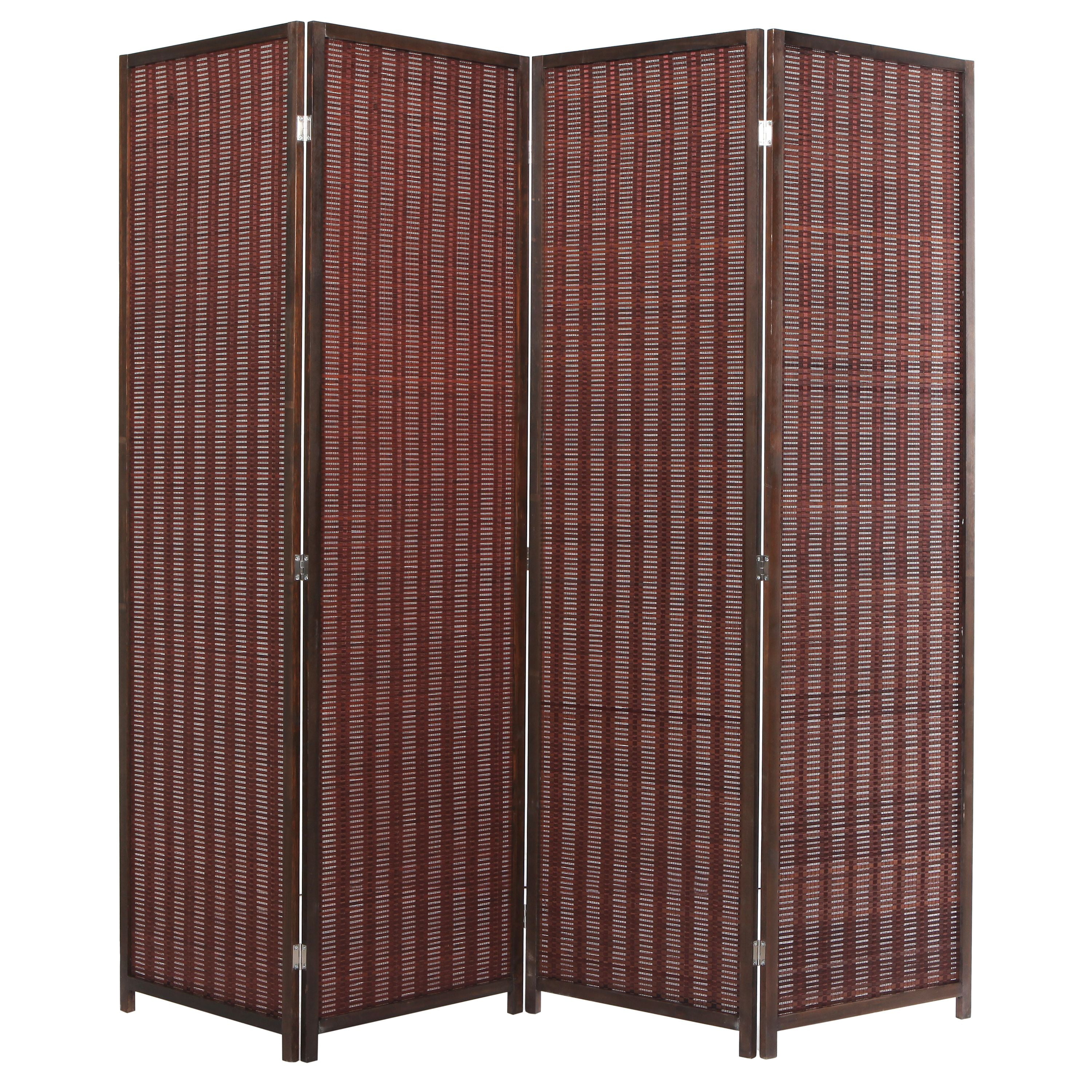 MyGift Freestanding Woven Bamboo 4 Panel Dual Hinged Privacy Screen