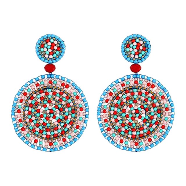 Pendientes colgantes con Pendientes bohemios Joyería redonda ligera Estilo vintage rojo azul Yuyangstore Aretes colgantes con cuentas
