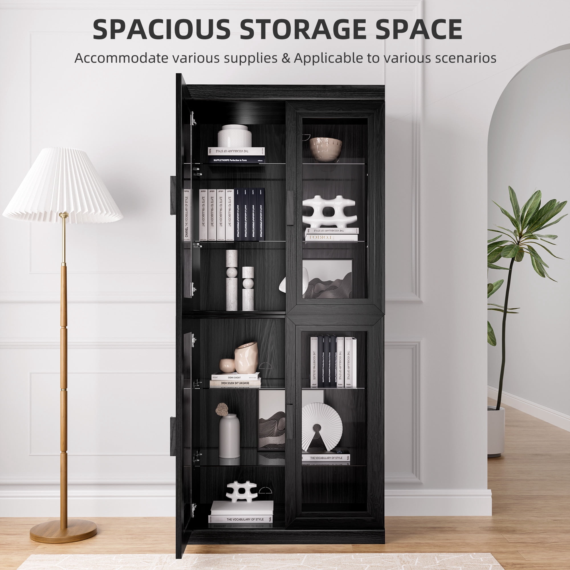 MAYEERTY Entryway Storage Cabinet Wood Accent Cabinet for Living Room,Black