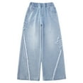 thumbnail image 3 of Girls'Fashion Jeans Denim Elastic Wasit Wide Leg Pants for Teens Girls Clothes Size 8-9 Years Girls Fashion, 3 of 9