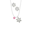 thumbnail image 2 of Delight Jewelry Acrylic 5/16" Hot Pink Heart Silver tone Snowflake Charm Necklace and Stud Earrings, 2 of 4