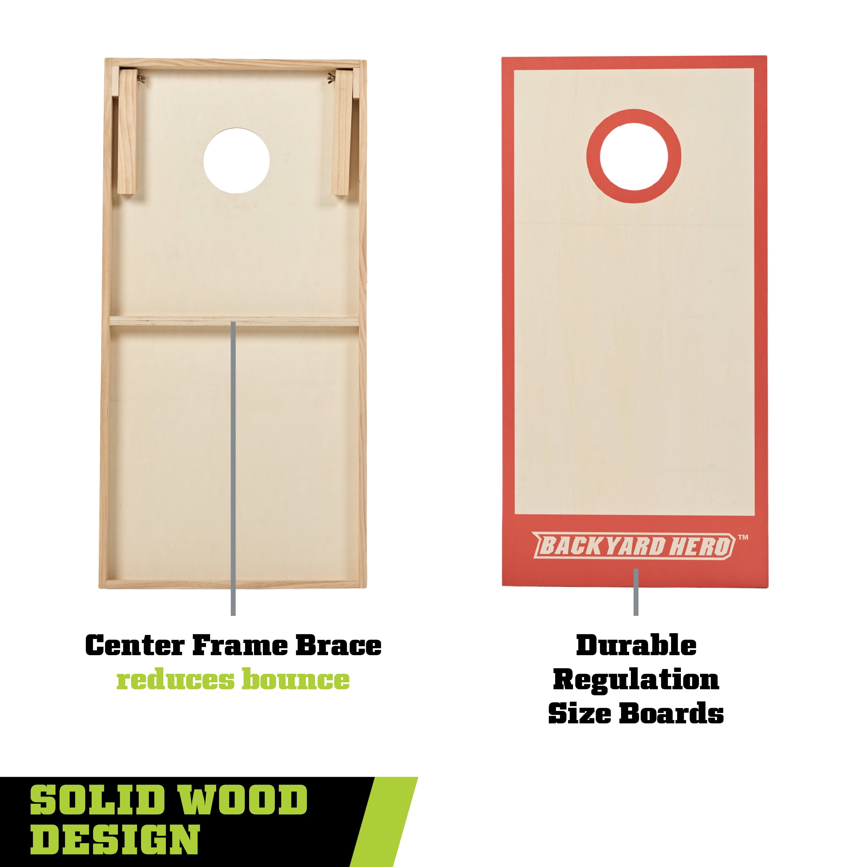 4 ft x 2 ft Cornhole Set with Solid Wood Boards, 8 ACA Bean Bags, Weather Resistant Canvas, and Carry Tote Backyard Hero Bean Bag Toss Game