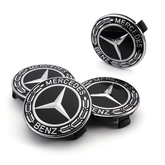 Wheel Center Caps, 4pcs 75mm/2.95" Wheel Center Hub Caps, Center Hub Caps. Mercedes-Benz Car Hub Logo Cover Center Cover...(Black)