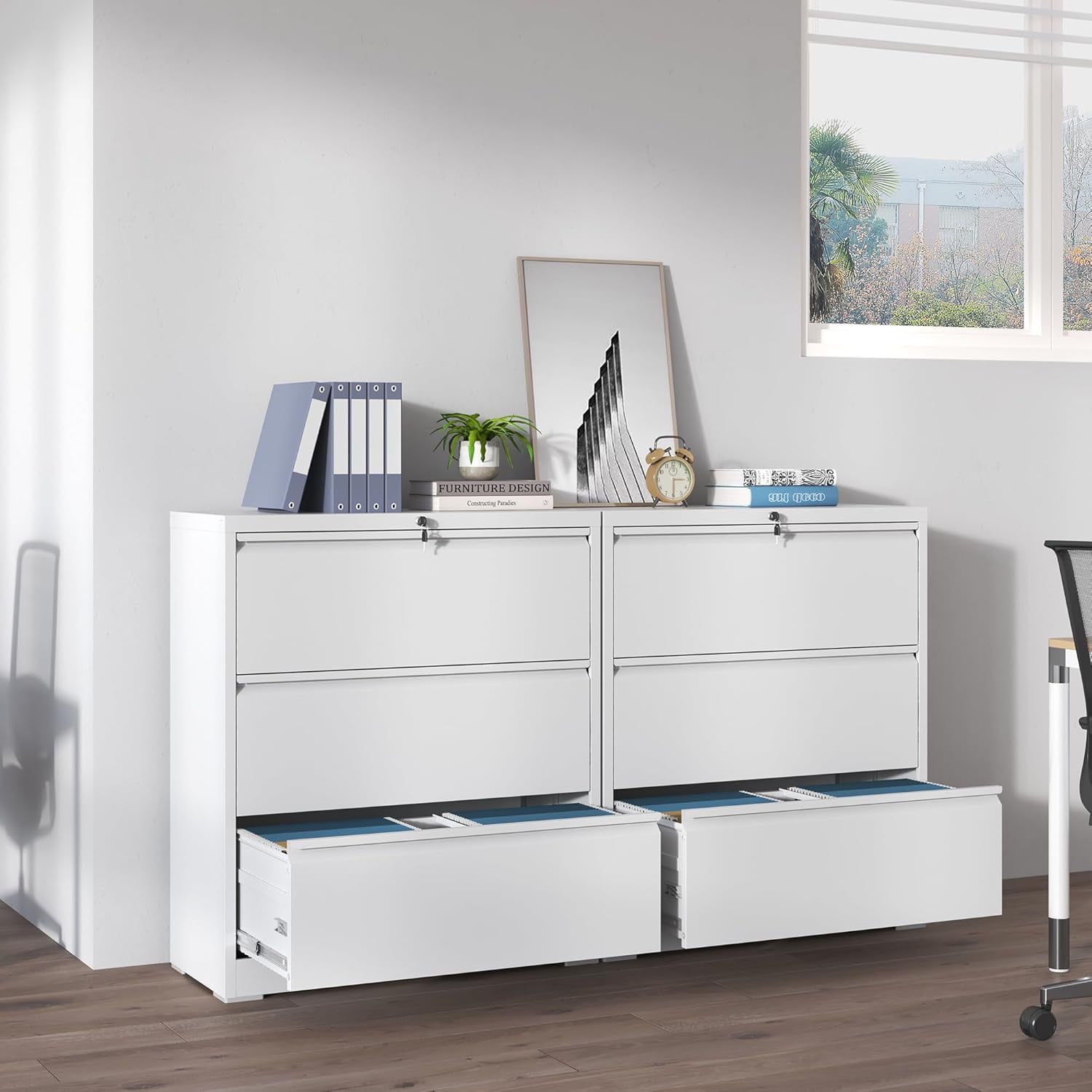Metal Lateral Filing Cabinet for Home Office, Wide Steel Storage Cabinet Commercial Drawer for Legal/Letter/A4 Size Files, Drawer Lateral File Cabinets