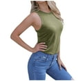 thumbnail image 2 of Plus Size Tank Tops for Women under $5 Sleeveless Round Neck Casual Ladies Vest Tank Green S, 2 of 6