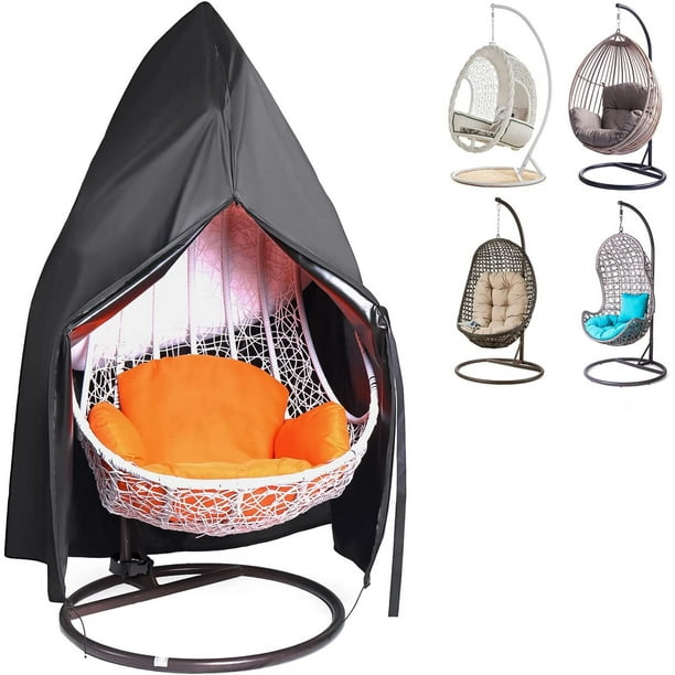 Cubierta para silla de huevo de patio 600D Cubiertas para columpio de ratán al aire libre para huevos grandes Cubierta impermeable para muebles de jardín a prueba de polvo con cubierta para silla al aire libre, 190x115cm