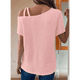 thumbnail image 5 of Camiseta Informal de Verano para Mujer, de Corta, con Hombros Descubiertos y Tejido Gofre, Talla XL, Color Rosa, 5 of 6