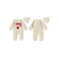 thumbnail image 2 of BemeyourBBs Newborn Baby Boy 2 Piece Outfits Valentine Day Clothes Little Love Romper Long Sleeve Jumpsuit with Hat Set, 2 of 9